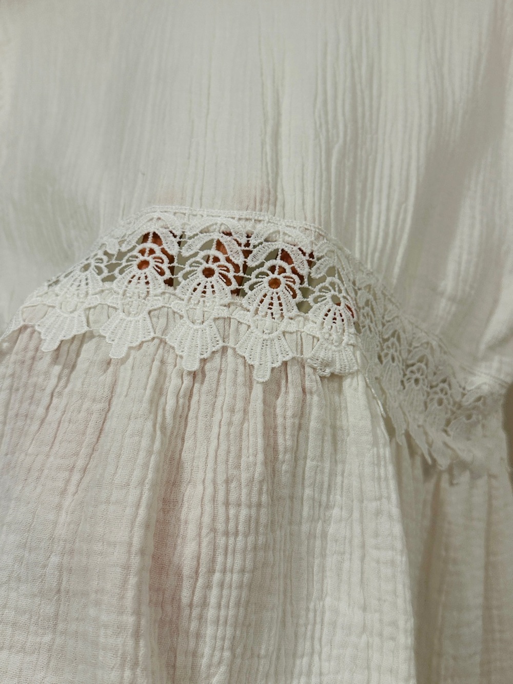 Blue Island White Cotton Gauze Lace Boho Kimono Cardigan Cover-Up XL - Picture 8 of 8